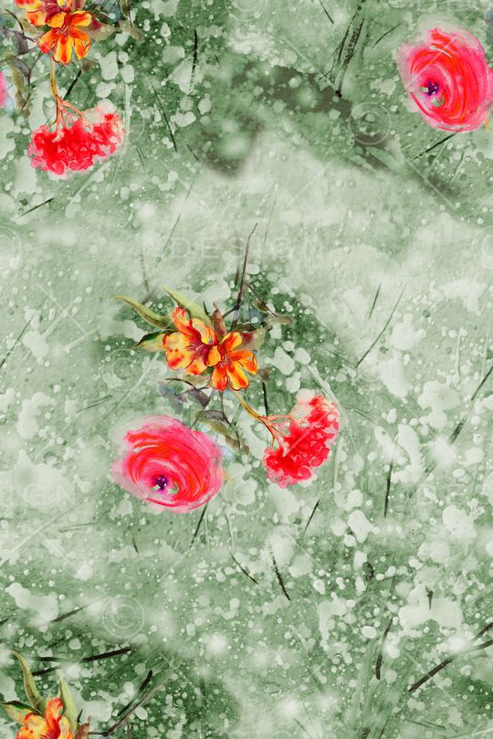 草木绿印花华亿平台图片