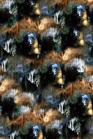 抽象手绘水彩画森林植物数码印花印花华亿平台图片