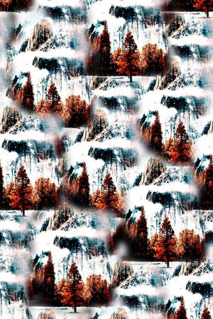 抽象手绘水彩画森林植物数码印花印花华亿平台图片