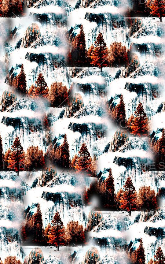 抽象手绘水彩画森林植物数码印花印花华亿平台图片