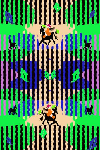 789867-卡通欢乐马奔跑少女装c