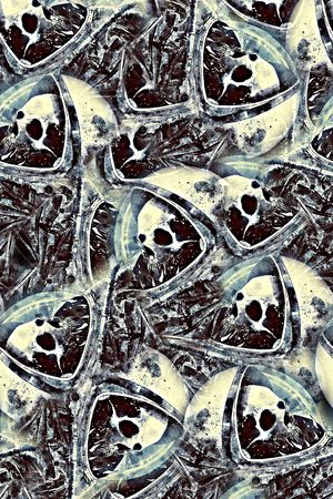 抽象手绘水彩画纹理几何人物骷髅头数码印花印花华亿平台图片