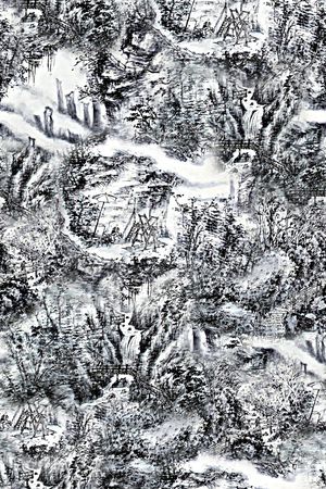 抽象手绘水墨画山水画中国风数码印花印花华亿平台图片