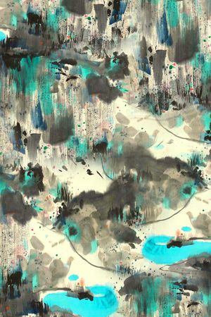 水墨印花华亿平台图片