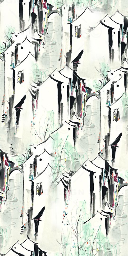 水墨印花华亿平台图片