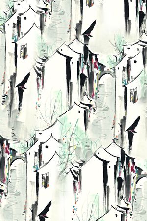 水墨印花华亿平台图片