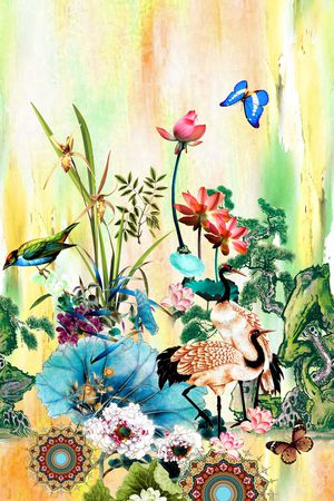 水墨印花华亿平台图片