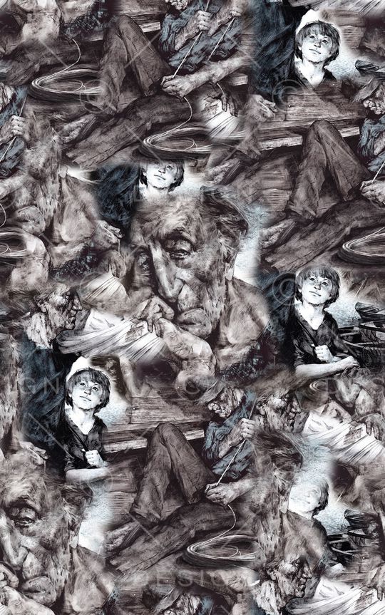 抽象手绘人物纹理数码印花印花华亿平台图片