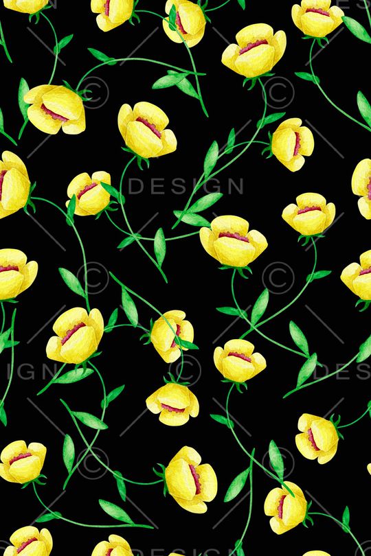 手绘花卉印花华亿平台图片