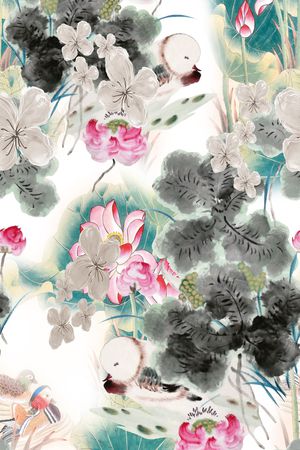 荷花印花华亿平台图片