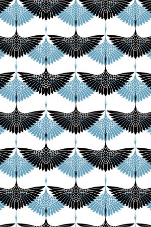 抽象鹤鸟印花华亿平台图片