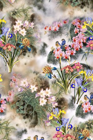 花卉印花华亿平台图片