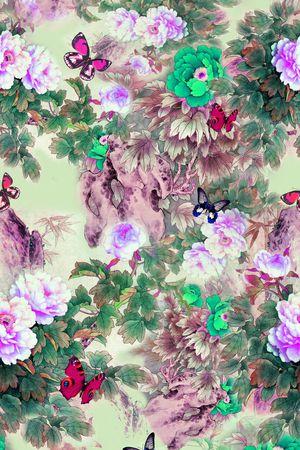 花鸟印花华亿平台图片