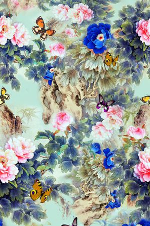 花鸟印花华亿平台图片