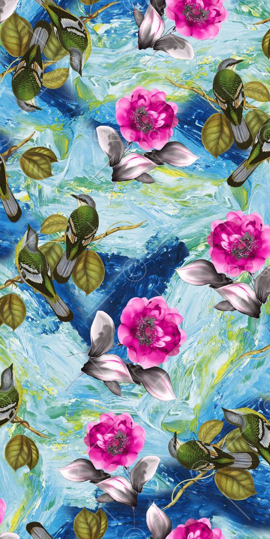 花鸟印花华亿平台图片