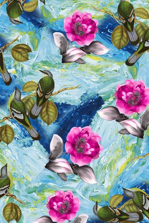 花鸟印花华亿平台图片