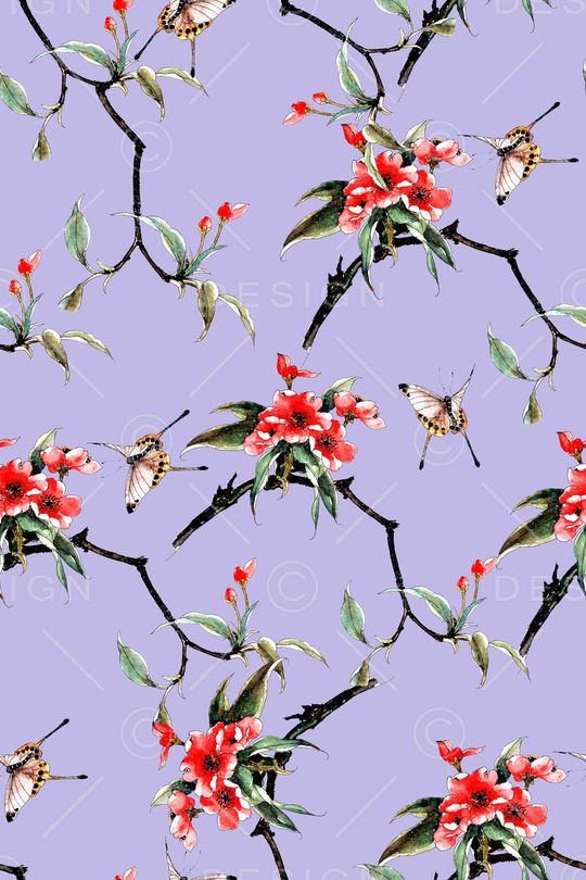 水彩茶花印花华亿平台图片