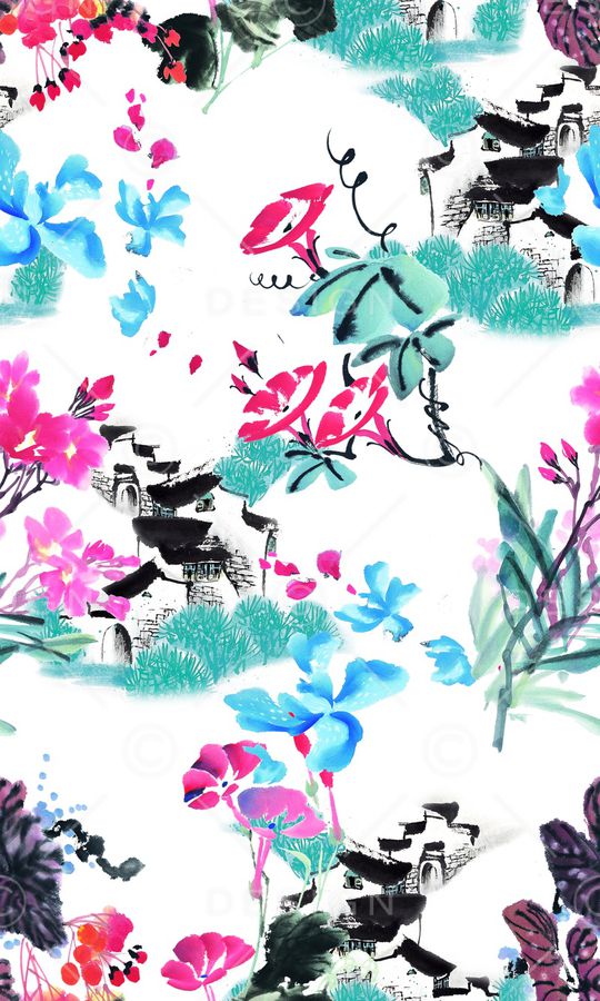 国画花卉、国画花鸟印花华亿平台图片