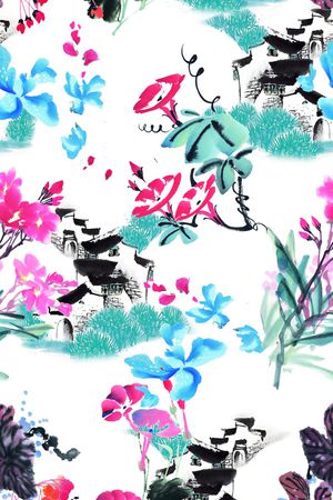 国画花卉、国画花鸟印花华亿平台图片