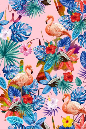 火烈鸟印花华亿平台图片