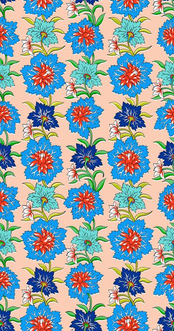 797224-古典中国风工笔线条花卉东方印花