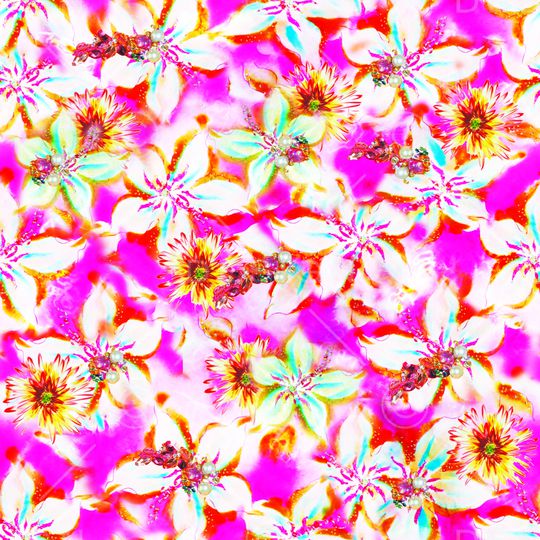 手绘花卉印花华亿平台图片