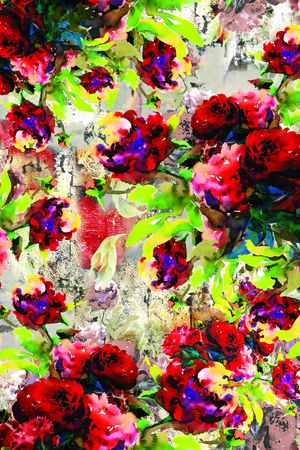 手绘花卉印花华亿平台图片