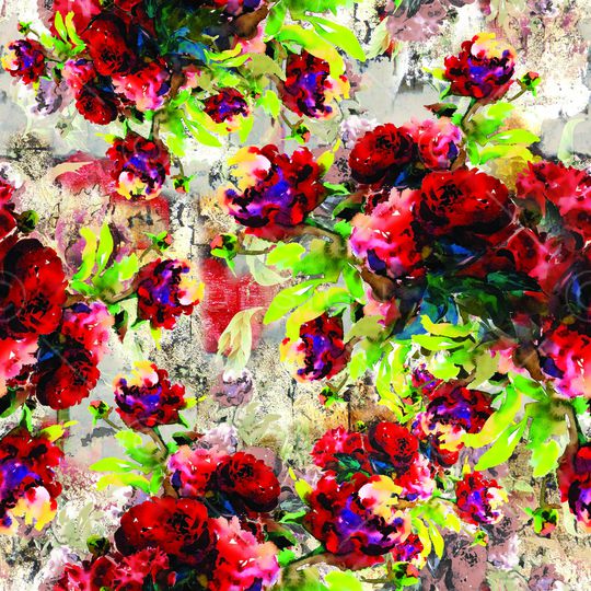 手绘花卉印花华亿平台图片