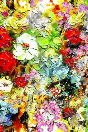 手绘花卉印花华亿平台图片