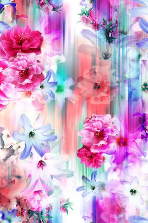 朦胧花卉印花华亿平台图片