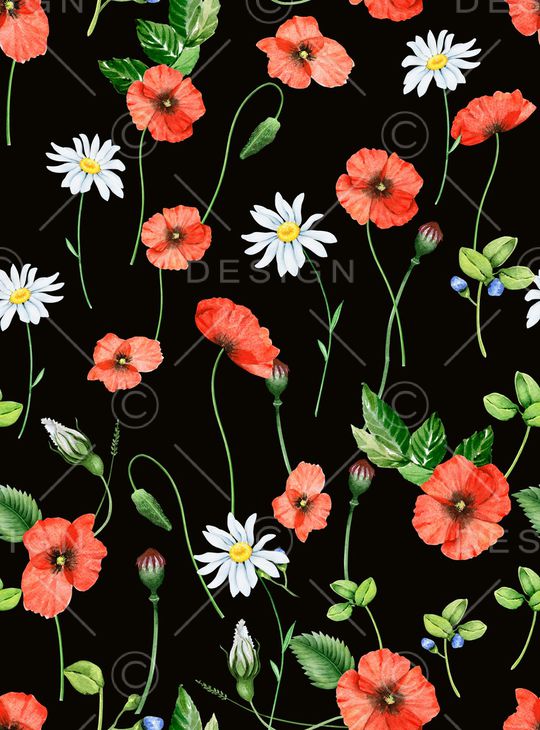 罂粟花印花华亿平台图片