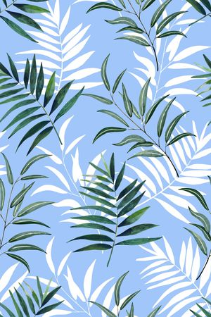 抽象手绘水彩画植物树叶数码印花印花华亿平台图片