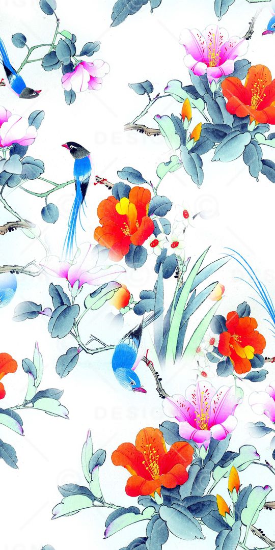 花鸟印花华亿平台图片