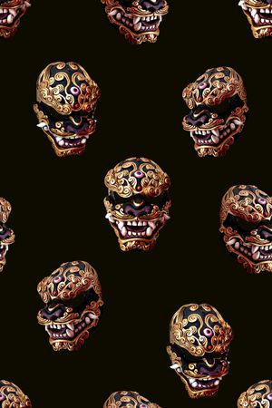 抽象手绘水彩画面具数码印花印花华亿平台图片