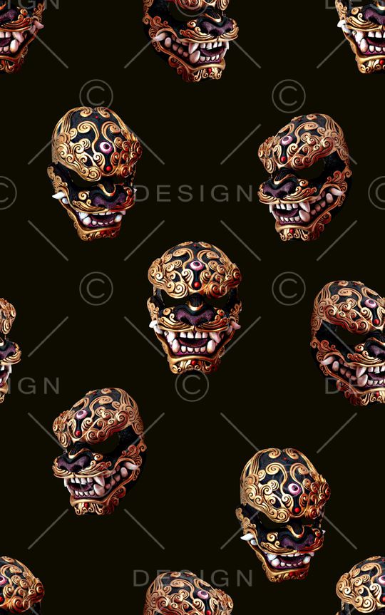 抽象手绘水彩画面具数码印花印花华亿平台图片