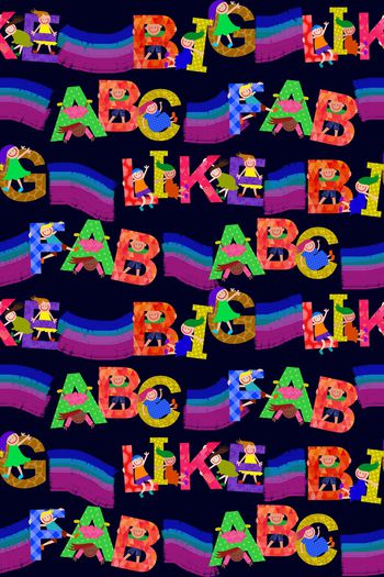 799122-英文字母彩虹条卡通童装华亿平台