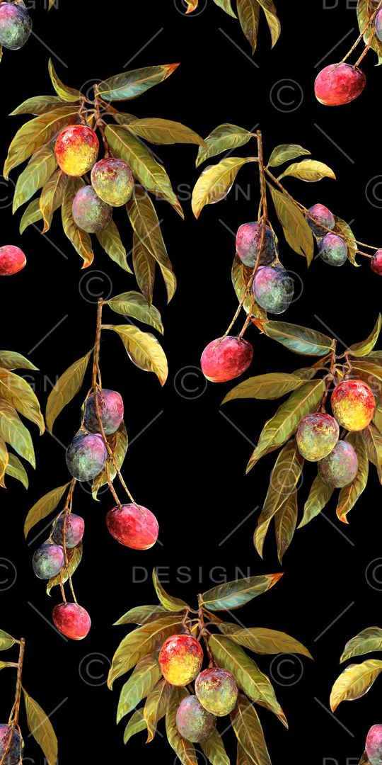 手绘樱桃印花华亿平台图片