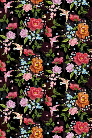 799938-手绘花朵 小鸟