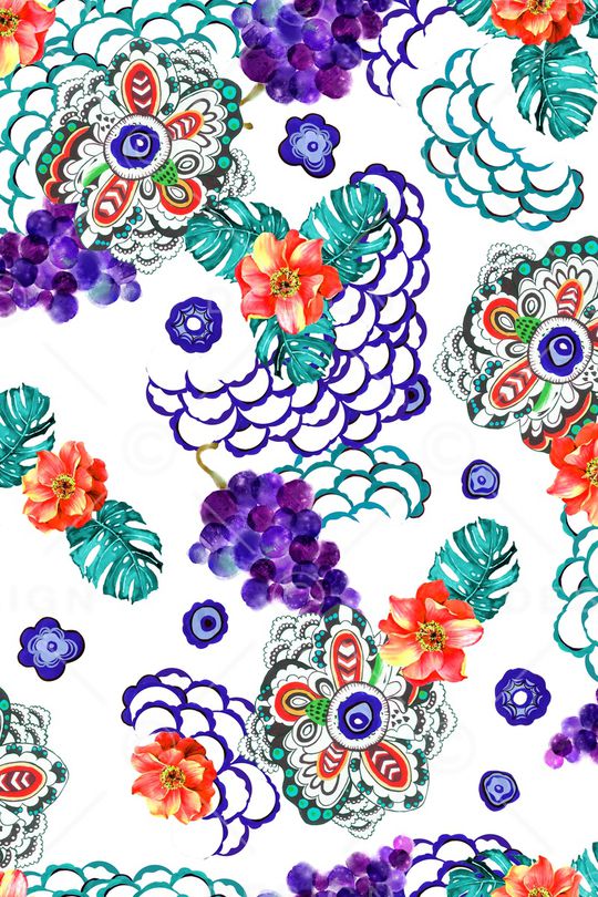 手绘花印花华亿平台图片