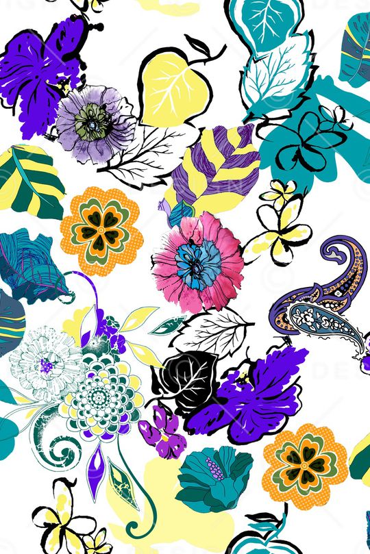 手绘花印花华亿平台图片