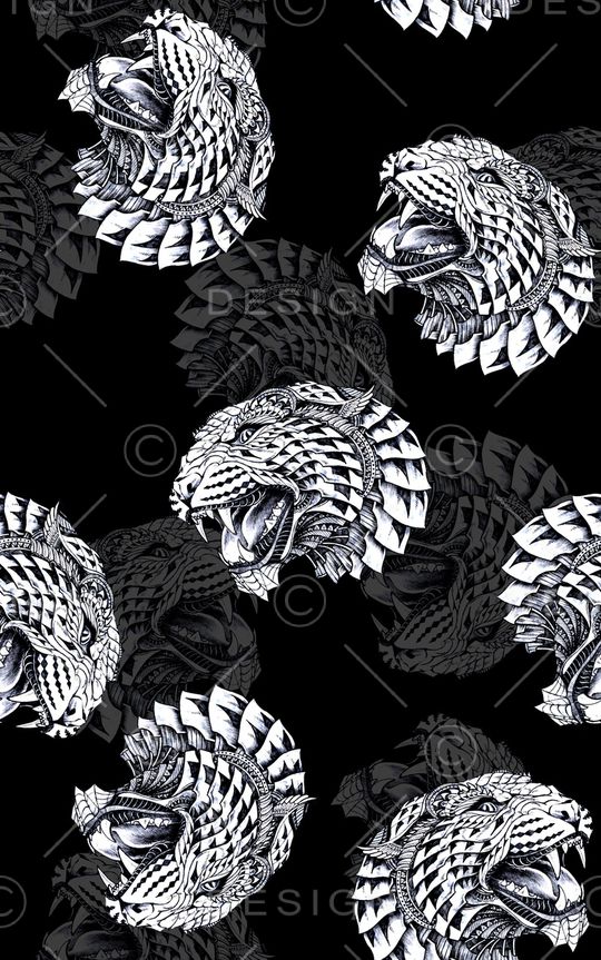 抽象手绘几何动物纹理数码印花印花华亿平台图片