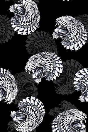 抽象手绘几何动物纹理数码印花印花华亿平台图片