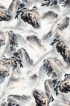 水墨印花华亿平台图片