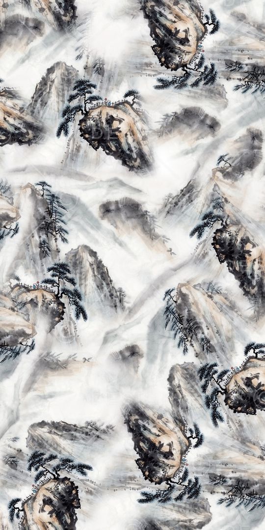 水墨印花华亿平台图片