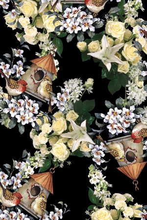 花鸟印花华亿平台图片