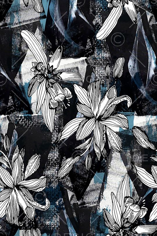 线条花卉印花华亿平台图片