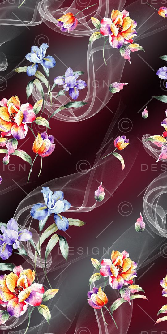 水彩花卉印花华亿平台图片