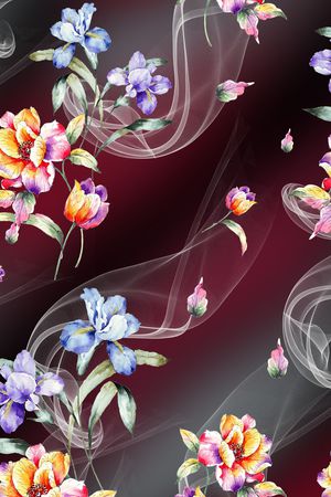 水彩花卉印花华亿平台图片