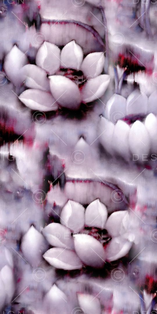 油画荷花印花华亿平台图片