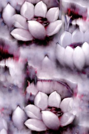 油画荷花印花华亿平台图片